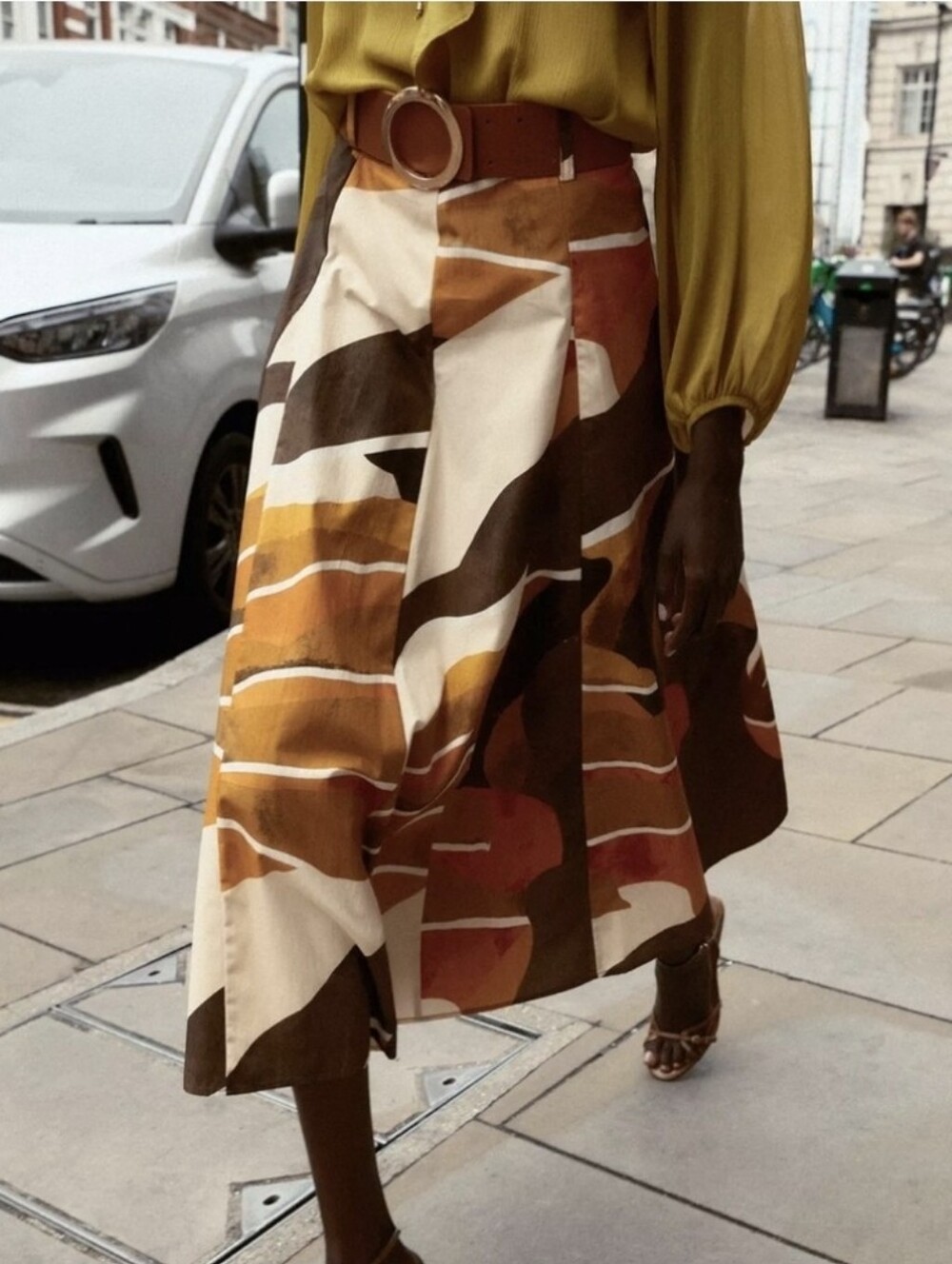 Zara Printed Poplin Midi Skirt - Size S - New With Tags